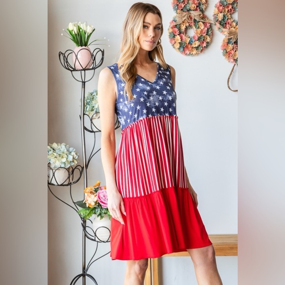 Heimish US Flag Theme Contrast Tank Dress - Picture 4 of 7
